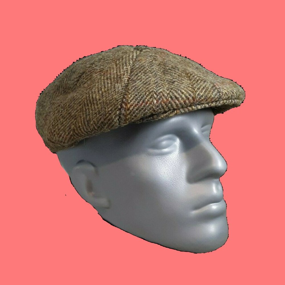 PEAKY BLINDERS Hartside Harris Tweed® Arran 8pc Cap HS15 OLIVE GOLD - PICK SIZE